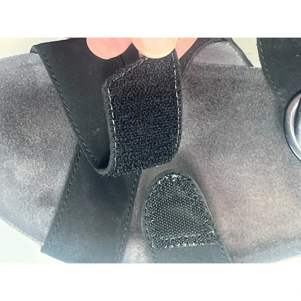 Dansko Sandals‎ Black Nubuck Strap Wedge Faux Buckle EU 40 9.5-10 US Susie